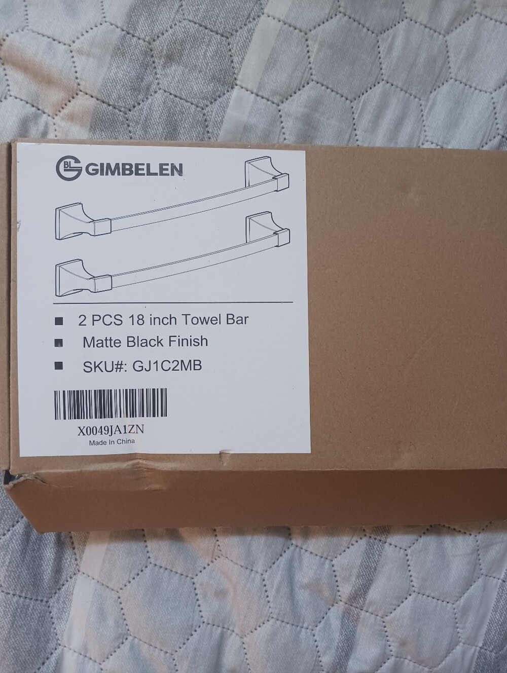 Gimbelen 2pc MATTE BLACK Towel Bars, 2 Towel Bars 18in New Open Box. - Picture 3 of 8